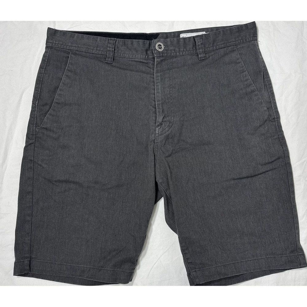 Volcom Mens Vmonty Stretch Shorts Gray Classic Pockets Flat Front Comfort 36